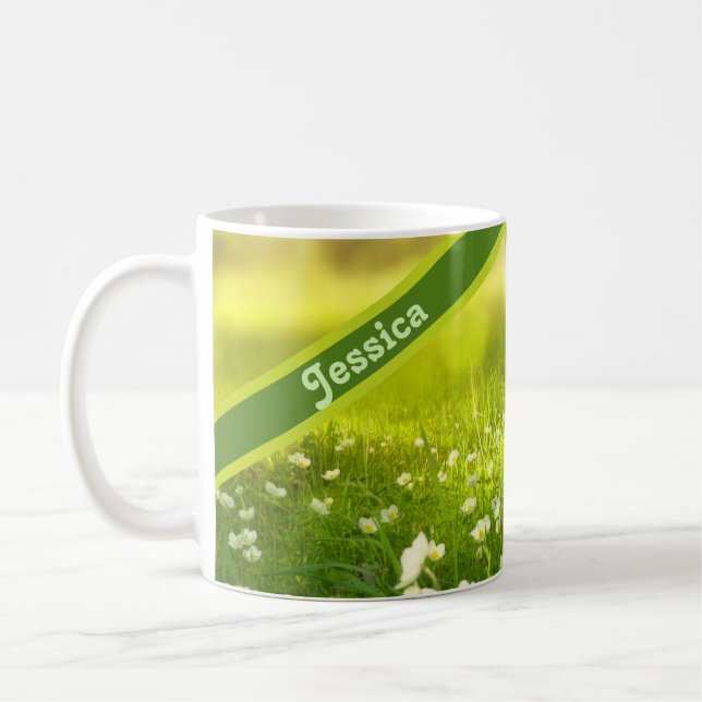 Personalized Summer Flower Field Coffee Mug (Left)
