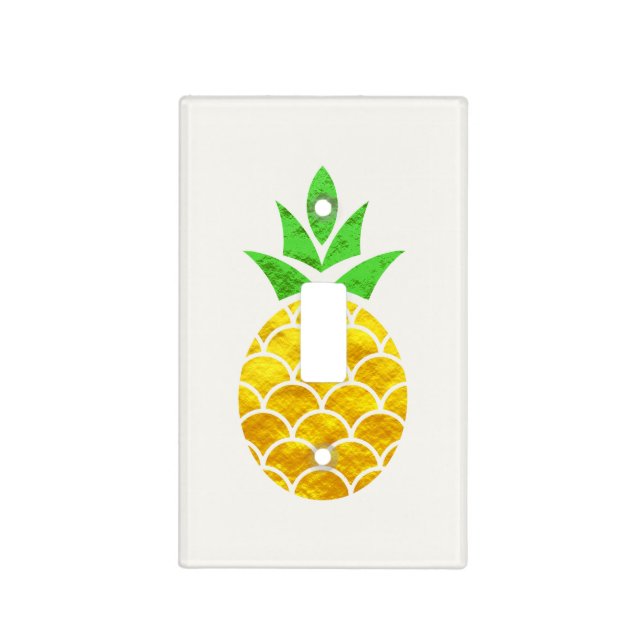 Personalized Summer Foil Gold Geometric Pineapple. Light Switch Cover (Front)