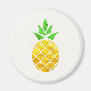 Personalized Summer Foil Gold Geometric Pineapple. Magnet