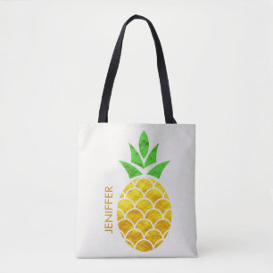 Personalized Summer Foil Gold Geometric Pineapple  Tote Bag
