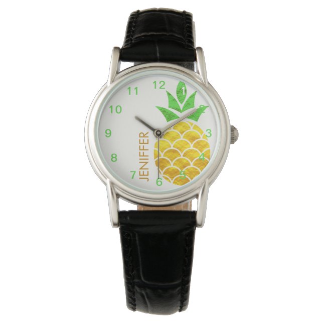 Personalized Summer Foil Gold Geometric Pineapple  Watch (Front)