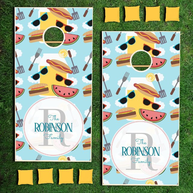 Personalized Summer Fun Family Name Cornhole Set (Creator Uploaded)