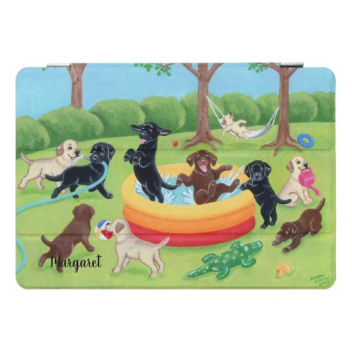 Personalized Summer Fun Labradors Painting iPad Pro Cover