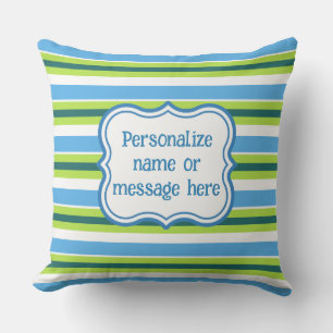 Personalized Summer Time Stripe Outdoor Pillow