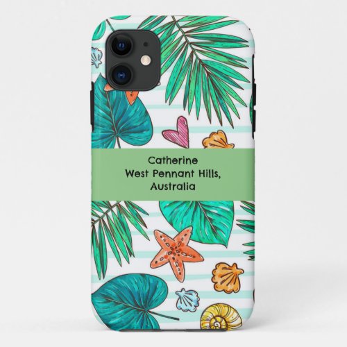Personalized Summer tropical pattern iPhone 11 Case
