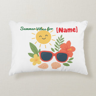 Personalized Summer Vibes for Name Accent Pillow