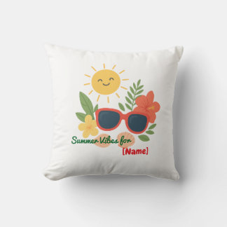 Personalized Summer Vibes for Name Throw Pillow