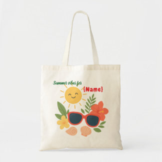 Personalized Summer Vibes Tote Bag | Cute Sun,