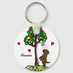 Personalized Summer Water Fun Chocolate Labrador Keychain