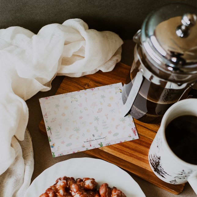 Personalized Summer Watercolor Pattern Note Card (Creator Uploaded)