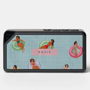 Personalized Summer Women Relaxing on Pool Floats Bluetooth Speaker