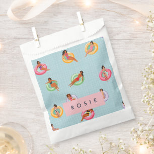 Personalized Summer Women Relaxing on Pool Floats Favor Bag