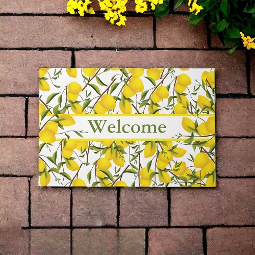 Personalized Summery Citrus Lemon Tree Branches  Doormat