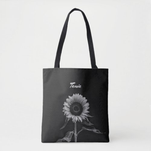 Personalized Sun Flower With Leaves  Tote Bag