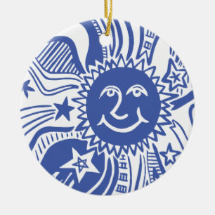 Personalized Sun Pattern Ceramic Ornament
