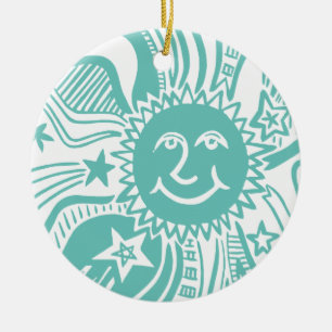 Personalized Sun Pattern Ceramic Ornament