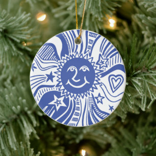 Personalized Sun Pattern Ceramic Ornament