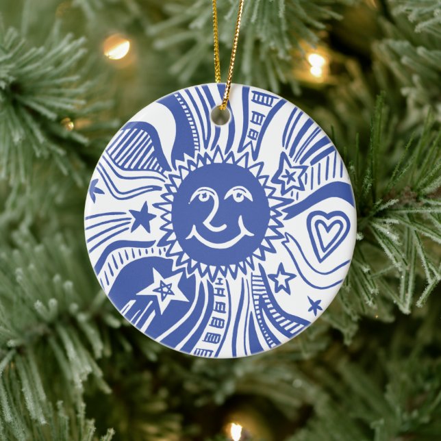 Personalized Sun Pattern Ceramic Ornament (Tree)