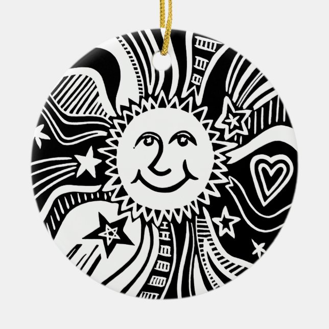 Personalized Sun Pattern Ceramic Ornament (Front)