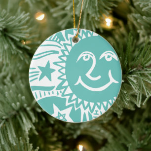 Personalized Sun Pattern Ceramic Ornament