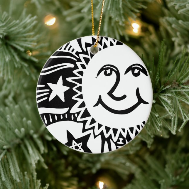 Personalized Sun Pattern Ceramic Ornament (Tree)