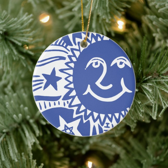 Personalized Sun Pattern Ceramic Ornament (Tree)