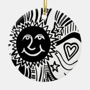 Personalized Sun Pattern Ceramic Ornament