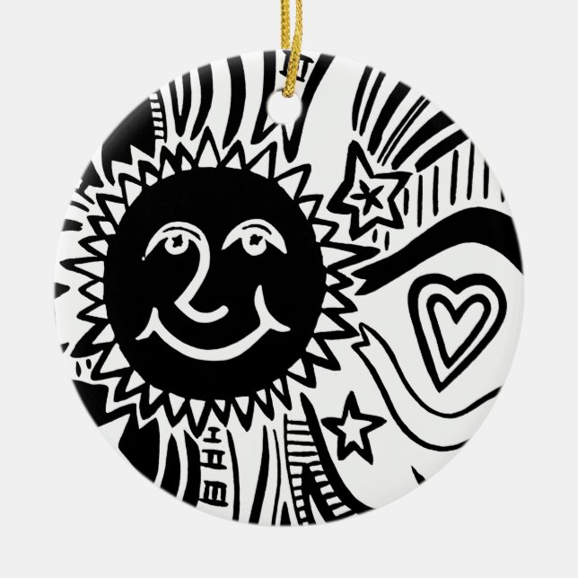 Personalized Sun Pattern Ceramic Ornament (Front)