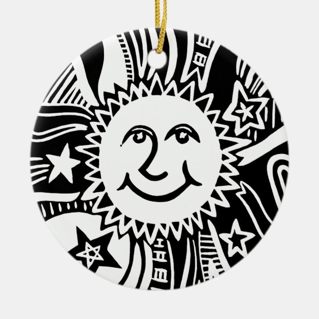 Personalized Sun Pattern Ceramic Ornament (Front)