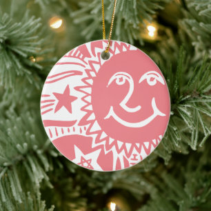 Personalized Sun Pattern Ceramic Ornament