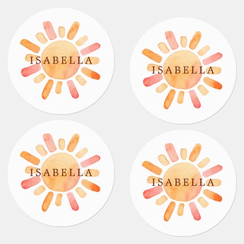 Personalized Sun Rays Name  Kids Labels