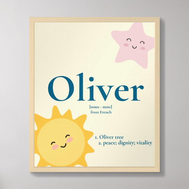 Personalized Sun & Star Poster - Editable Name  (Framed Front)