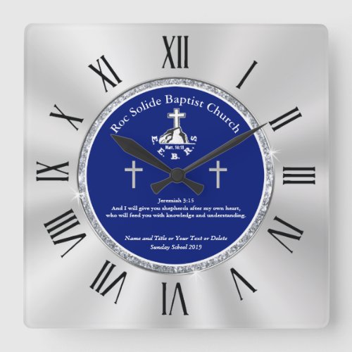 Personalized Sunday School Teacher Gifts YOUR TEXT Square Wall Clock