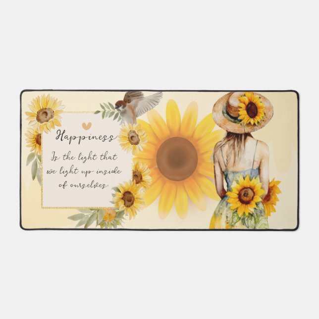 Personalized Sunflower Aesthetic Desk Mat  (Front)
