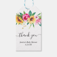 Personalized Sunflower Baby Shower Favors Gift Tags