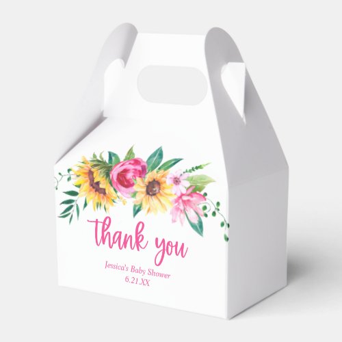 Personalized Sunflower Baby Shower Thank You Favor Boxes