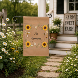 Personalized Sunflower Bee Garden Flag