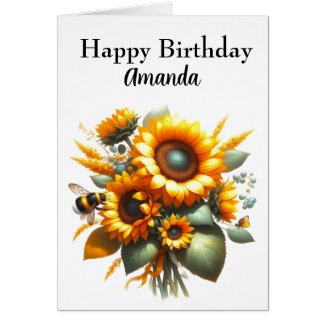 Personalized Sunflower Birthday Greeting Card
