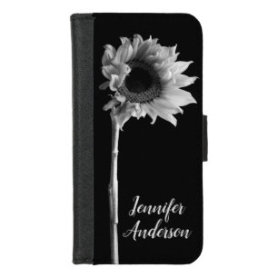 Personalized Sunflower - Black & White Photograph iPhone 8/7 Wallet Case