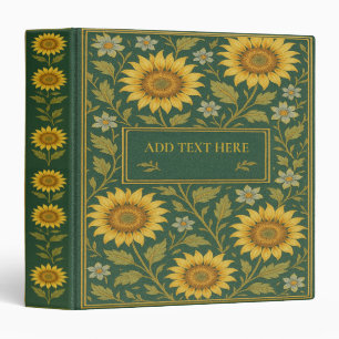 Personalized Sunflower Book 3-Ring Binder