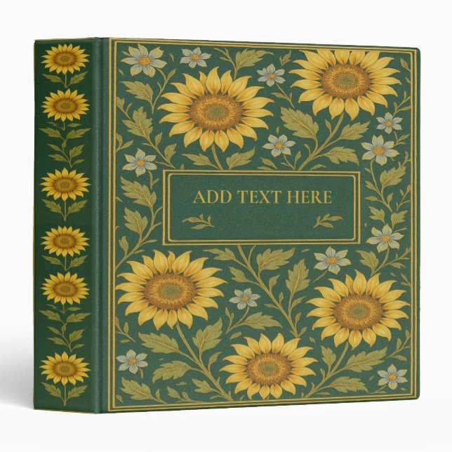 Personalized Sunflower Book 3-Ring Binder (Front/Spine)