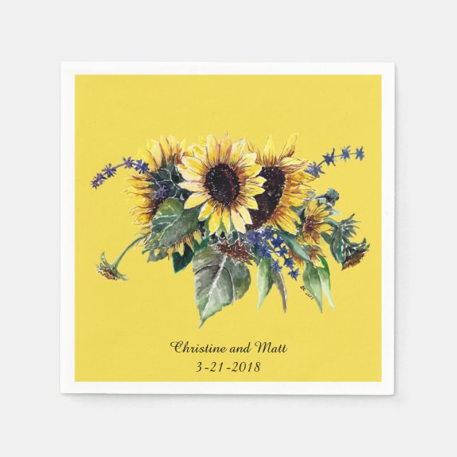 Personalized Sunflower Bouquet Napkins (Front)