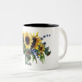 Personalized Sunflower Bouquet Two-Tone Coffee Mug (Front Right)