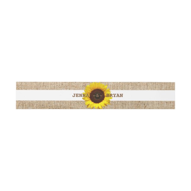 Personalized Sunflower Burlap Rustic Invitation Belly Band (Flat)