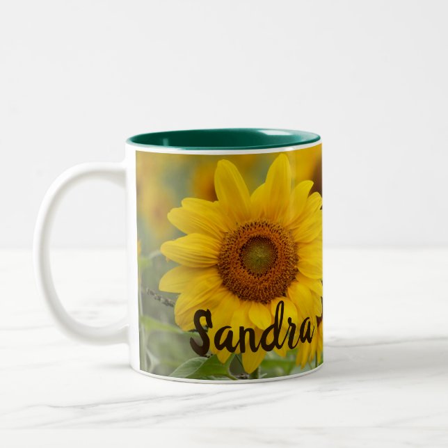 Personalized Sunflower Coffee Cup Mug (Left)