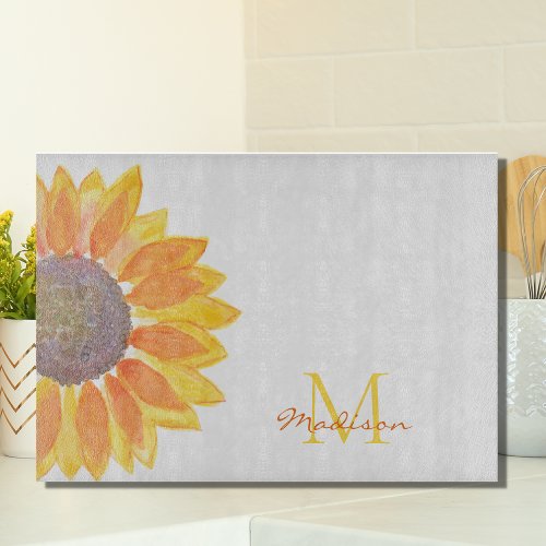 Personalized Sunflower Cutting Board