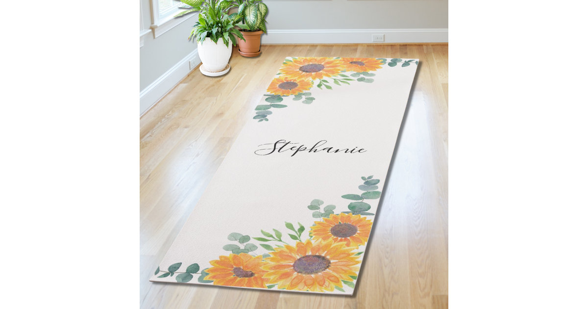 Personalized Sunflower Eucalyptus Greenery Yoga Mat Zazzle