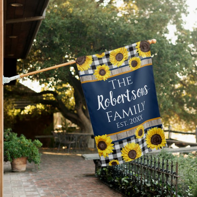Personalized Sunflower Family House Flag (In SItu)