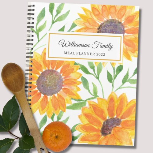 Personalized Sunflower Family Meal  Planner