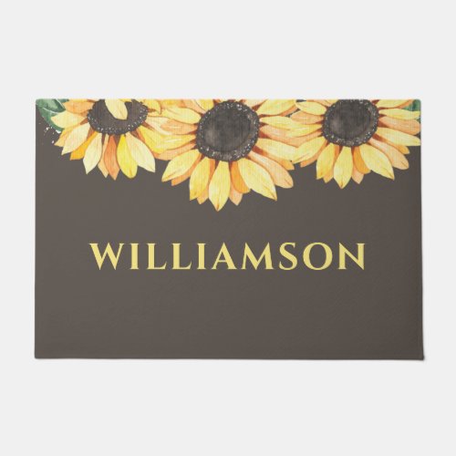 Personalized Sunflower Family Name Doormat